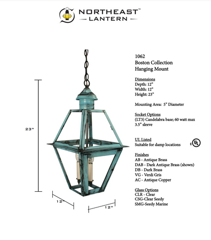 Boston Outdoor Hanging Lantern 1062