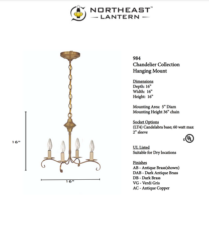 Four Arm Chandelier 984