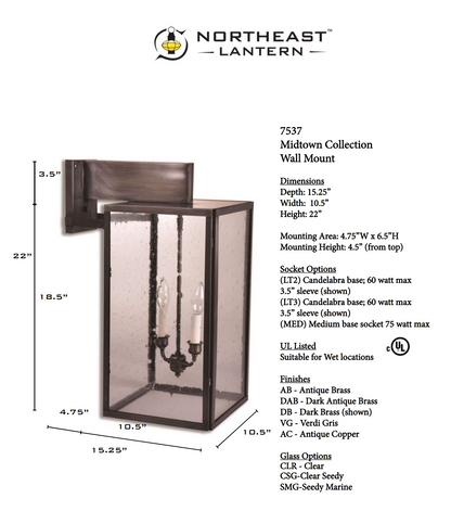Midtown Large Bracket Outdoor Wall Lantern 7537