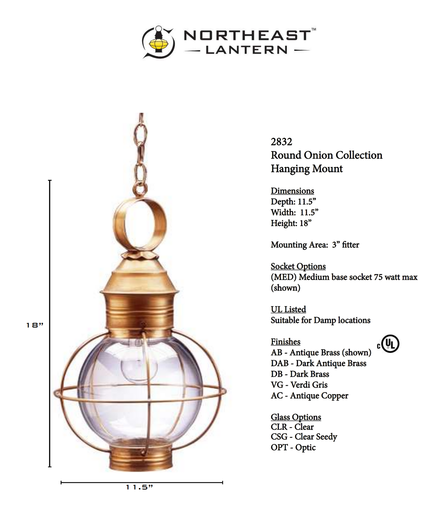 Round Onion Outdoor Hanging Lantern 2832