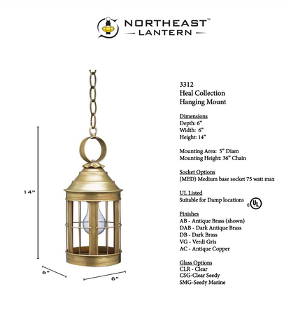 Heal Outdoor Hanging Lantern 3312