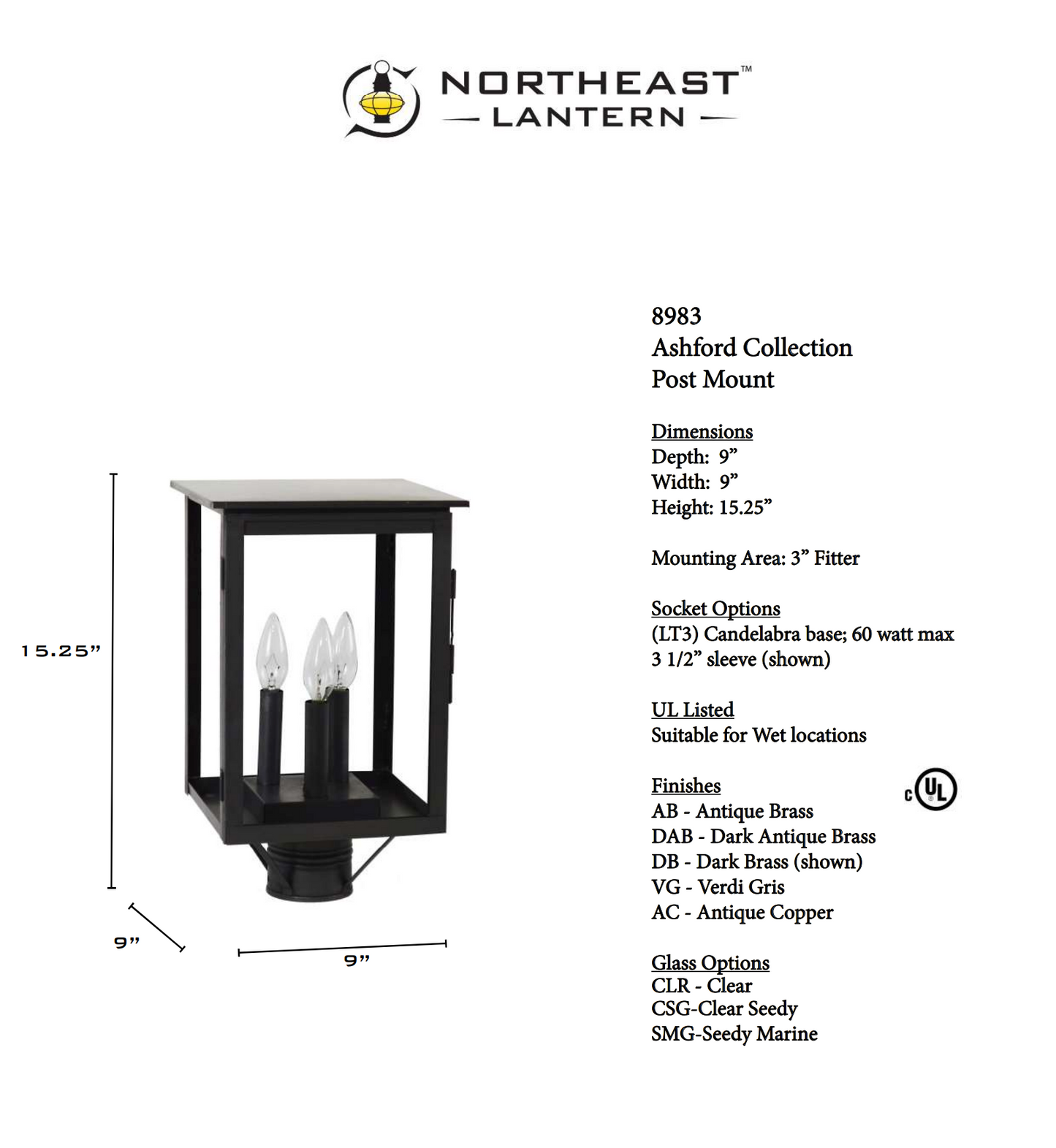 Ashford Outdoor Post Lantern 8983