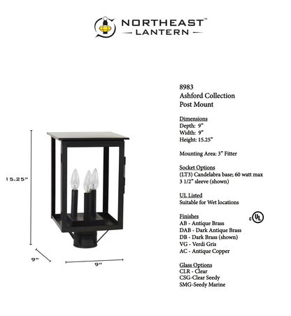 Ashford Outdoor Post Lantern 8983