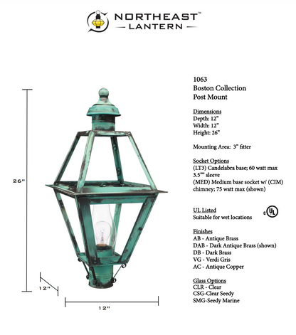 Boston Outdoor Post Lantern 1063