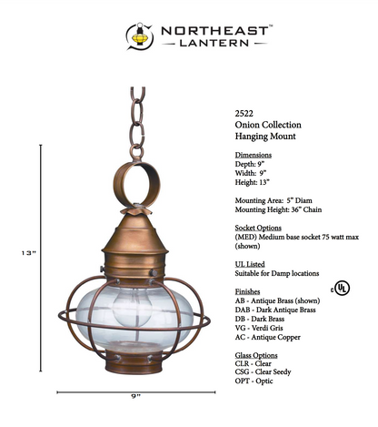 Caged Onion Outdoor Hanging Lantern 2522