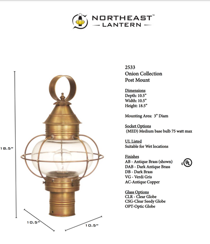 Caged Onion Outdoor Post Lantern 2533