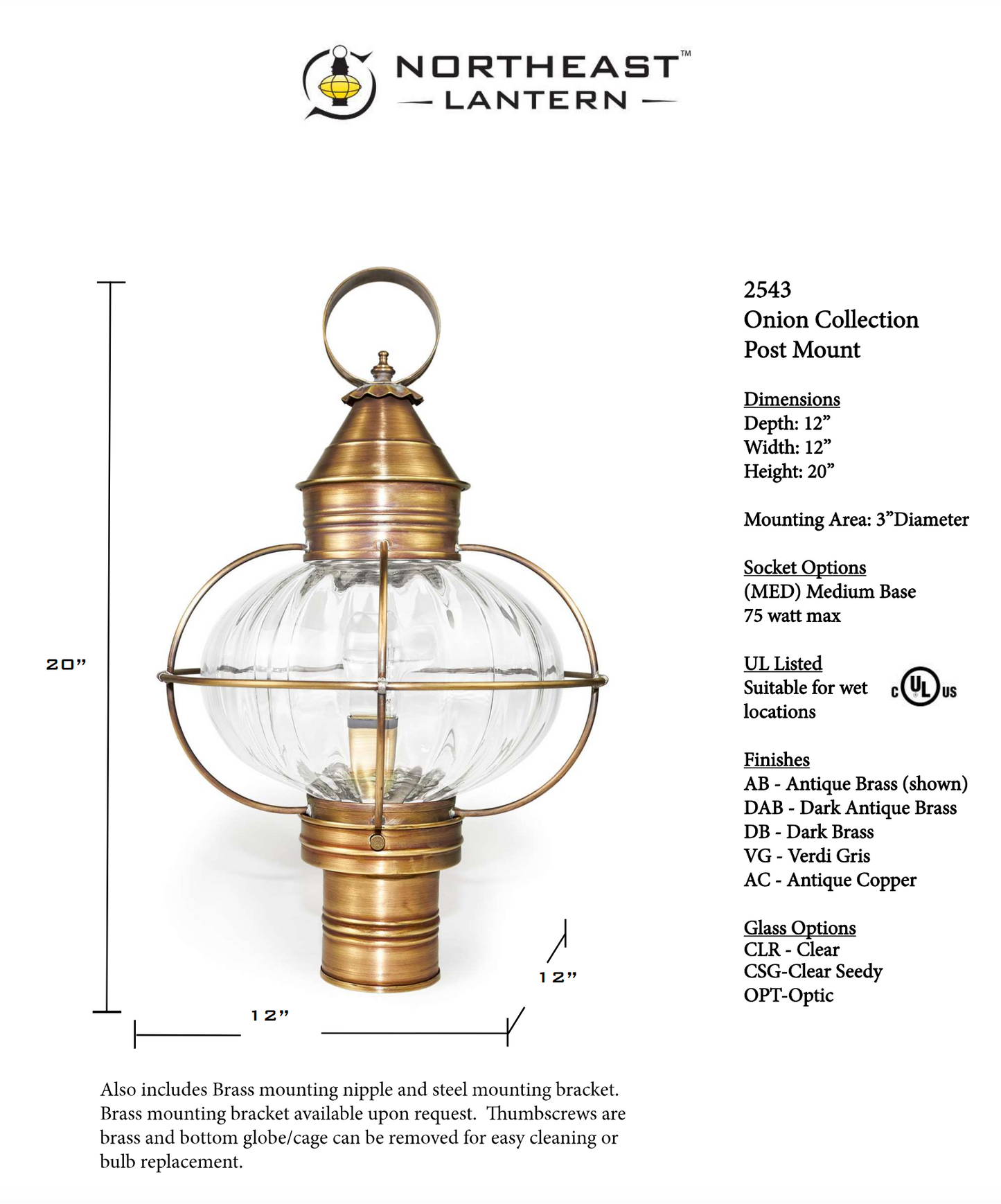 Caged Onion Outdoor Post Lantern 2543