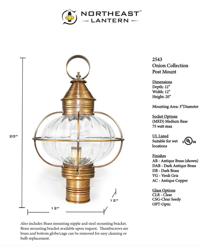 Caged Onion Outdoor Post Lantern 2543