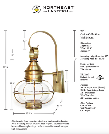 Caged Onion Outdoor Wall Lantern 2531 Quickship
