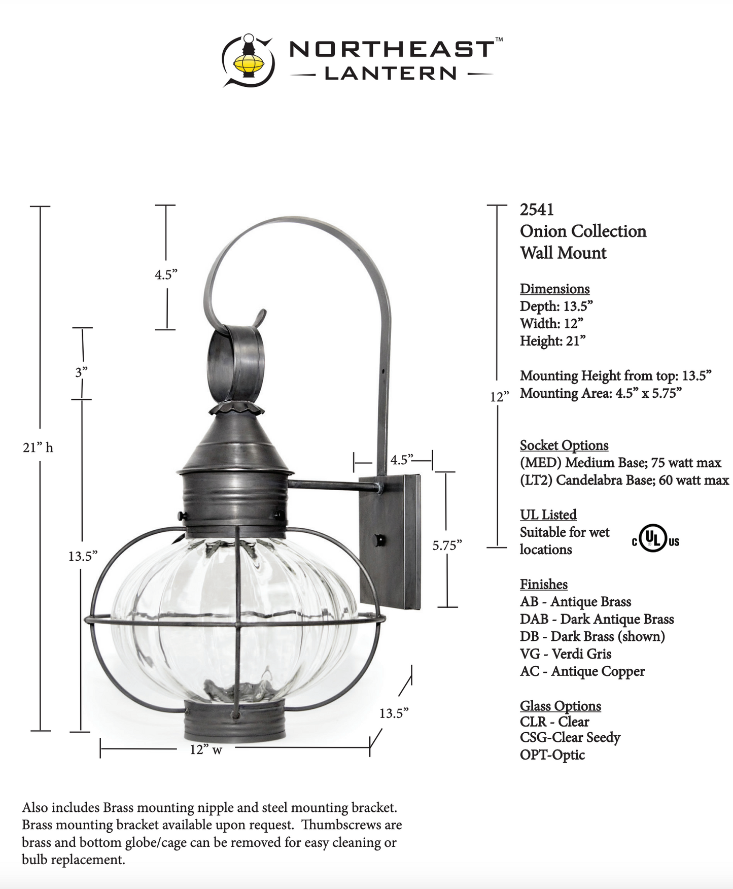 Caged Onion Outdoor Wall Lantern 2541 Quickship