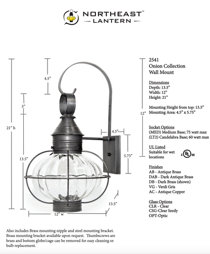 Caged Onion Outdoor Wall Lantern 2541 Quickship
