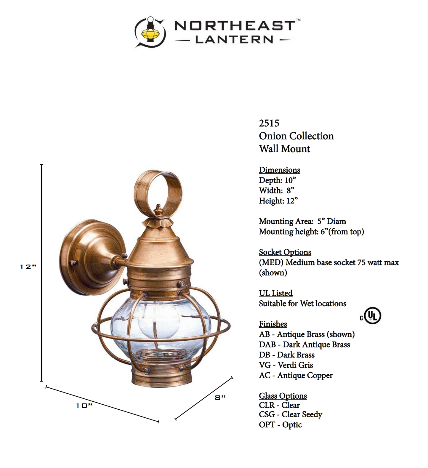 Caged Onion Outdoor Wall Lantern No Scroll 2515