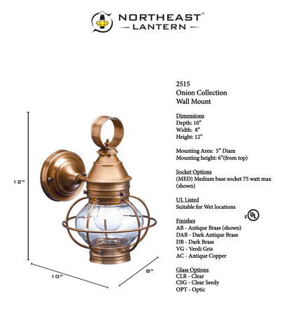 Caged Onion Outdoor Wall Lantern No Scroll 2515