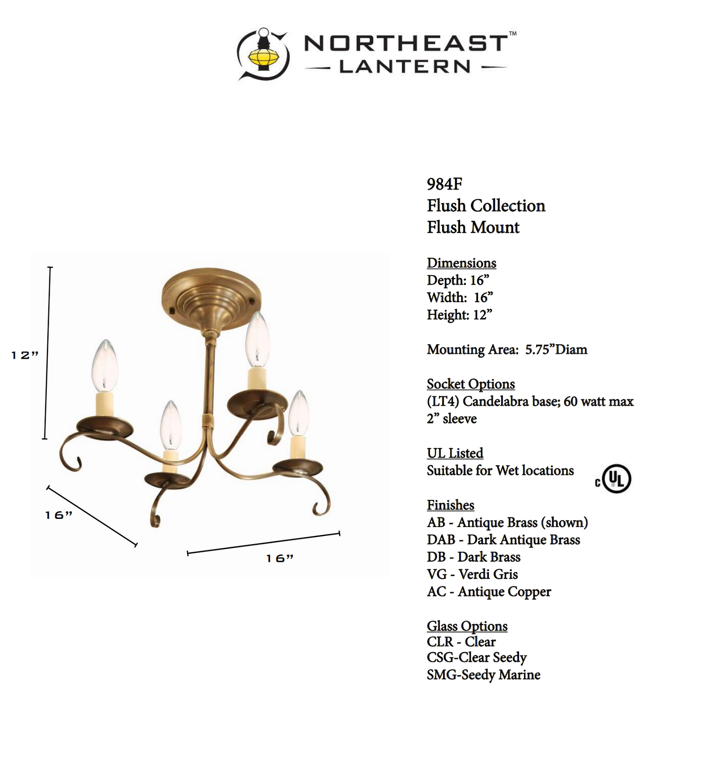 Chandelier Flush S Arms 984F