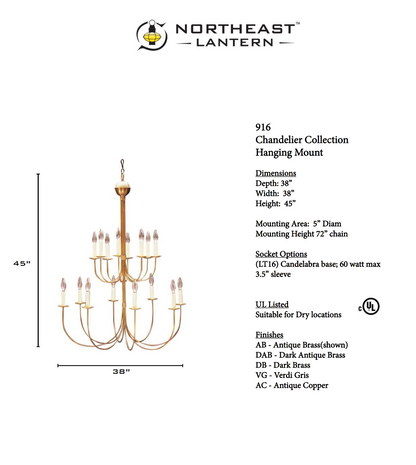 Chandelier Hanging 2 Tier J Arms 916