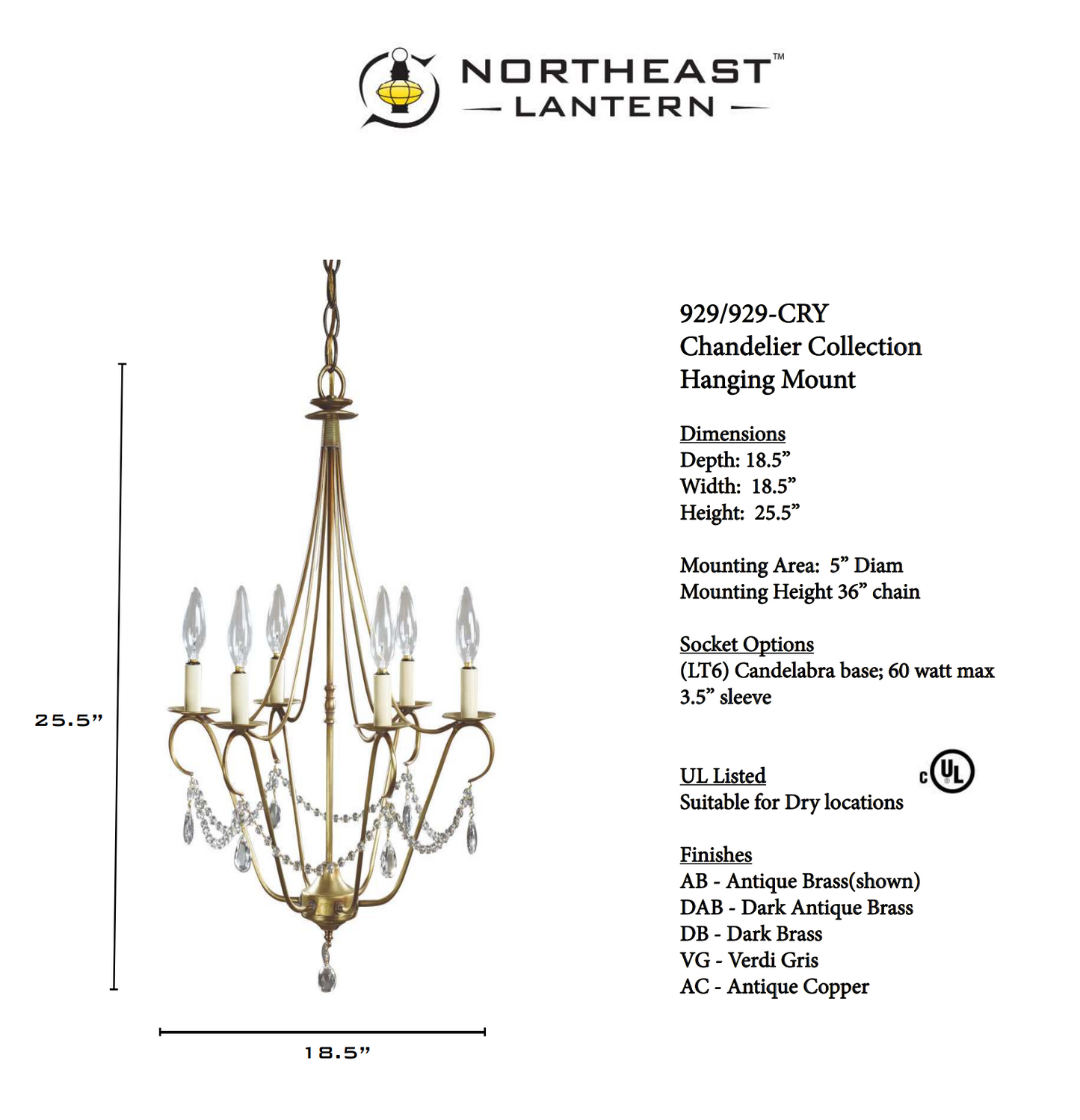 Chandelier with Crystals 929