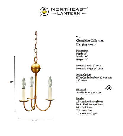 Chandeliers Three Arm 903