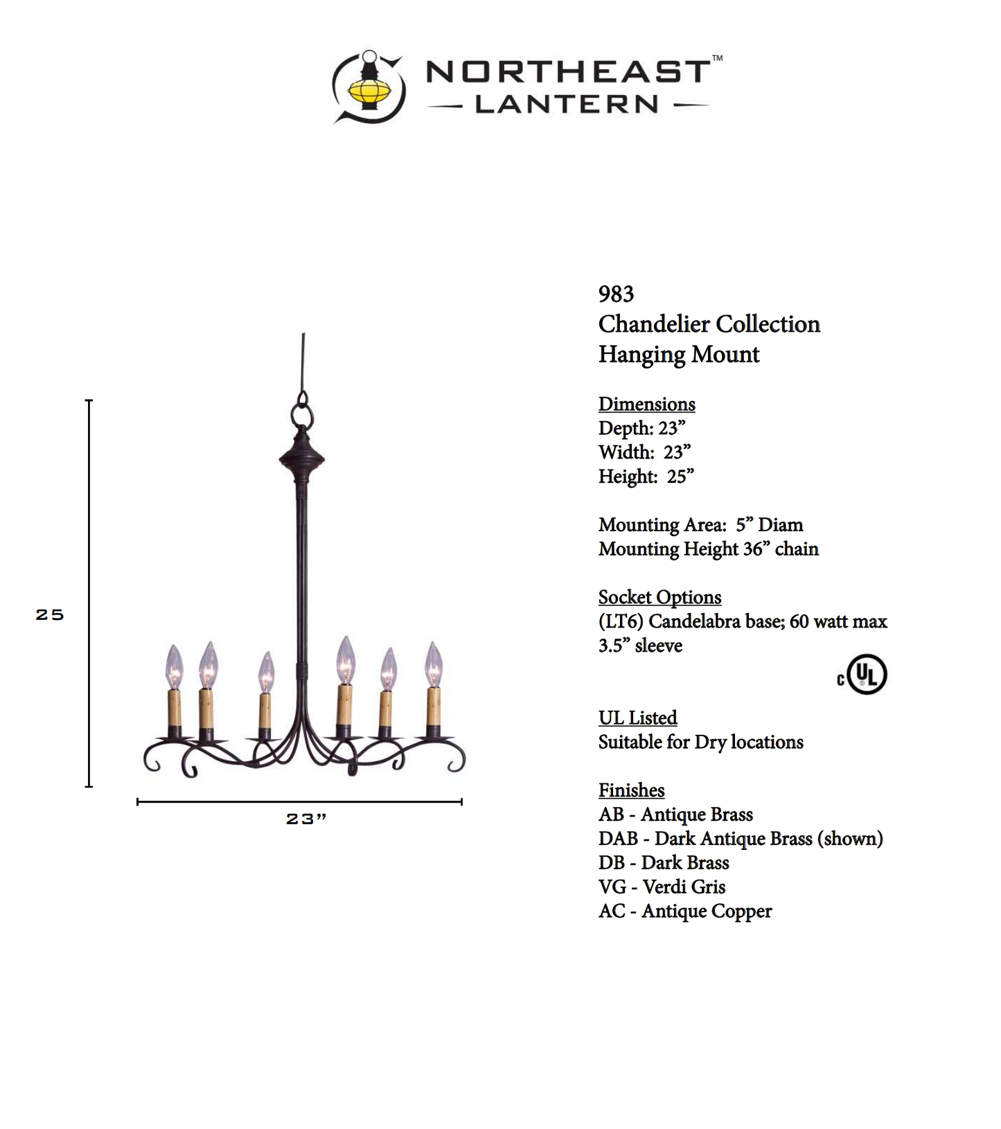 Chandeliers Six Arm Chandelier 983