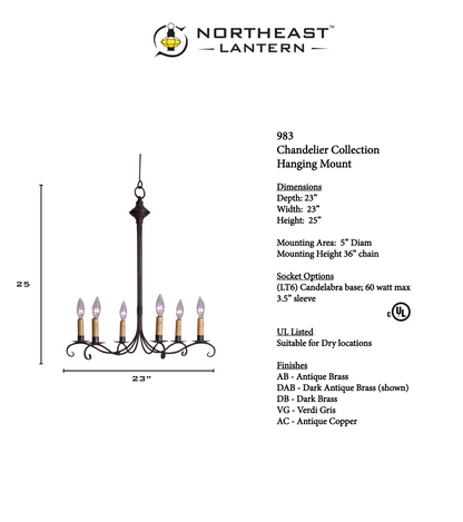 Chandeliers Six Arm Chandelier 983
