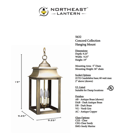 Concord Pagoda Outdoor Hanging Lantern 5632
