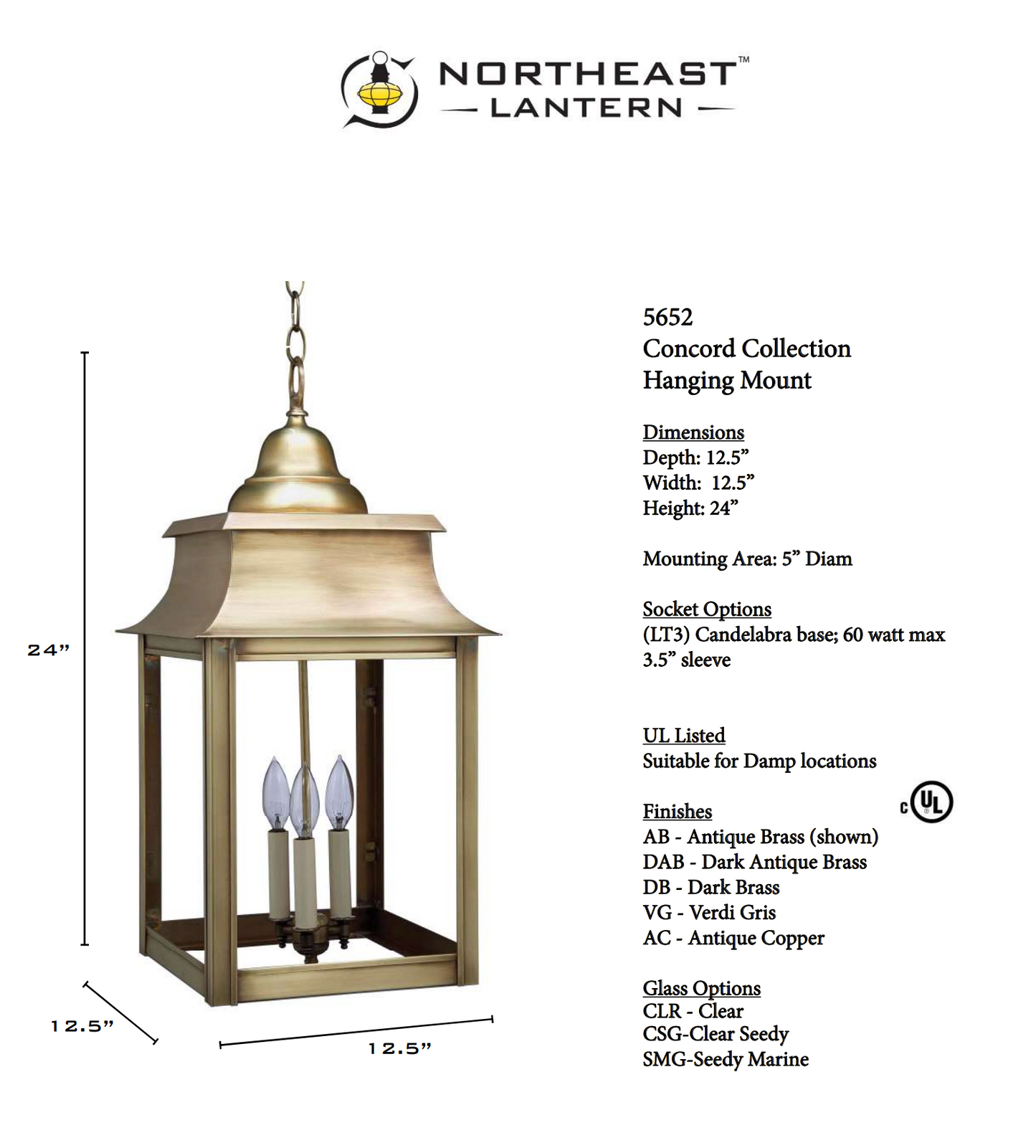 Concord Pagoda Outdoor Hanging Lantern 5652