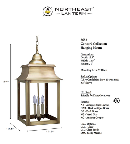Concord Pagoda Outdoor Hanging Lantern 5652
