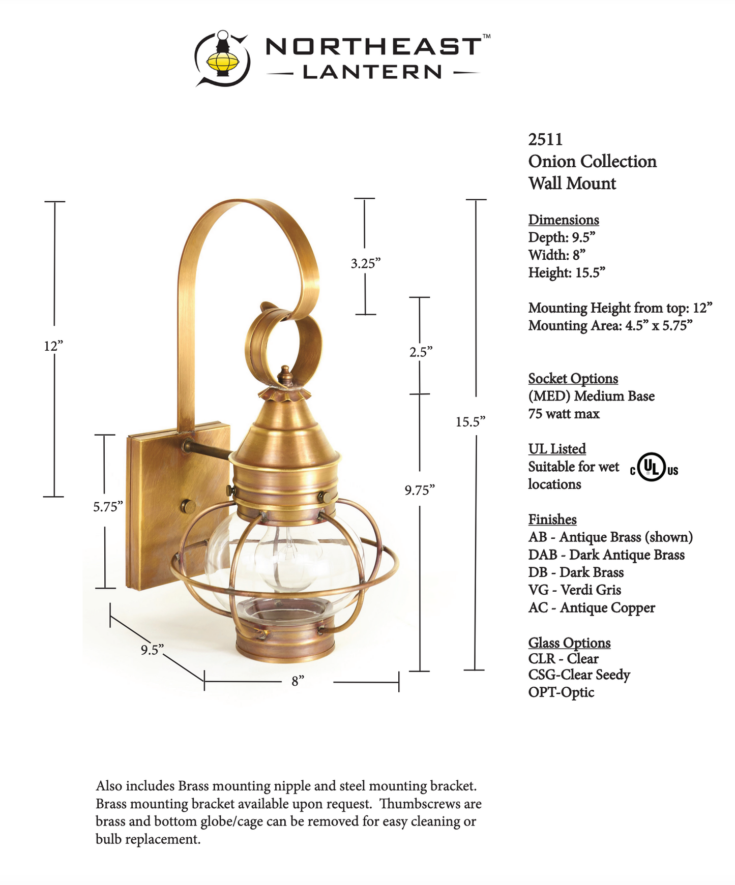 Caged Onion Outdoor Wall Lantern 2511