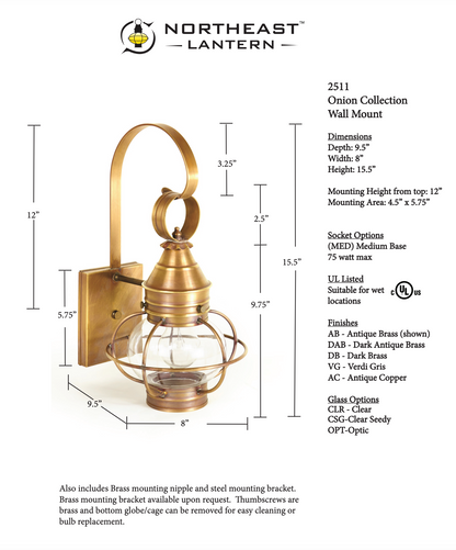 Caged Onion Outdoor Wall Lantern 2511