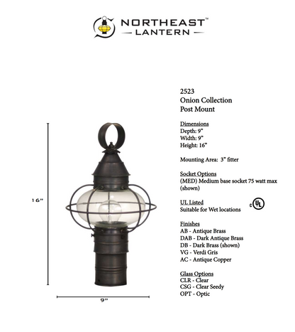 Caged Onion Outdoor Post Lantern 2523