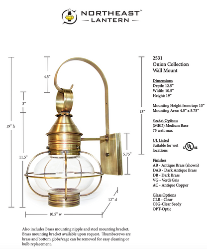 Caged Onion Outdoor Wall Lantern 2531