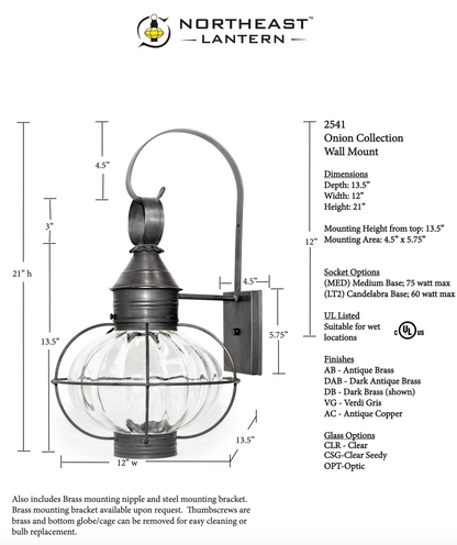 Caged Onion Outdoor Wall Lantern 2541
