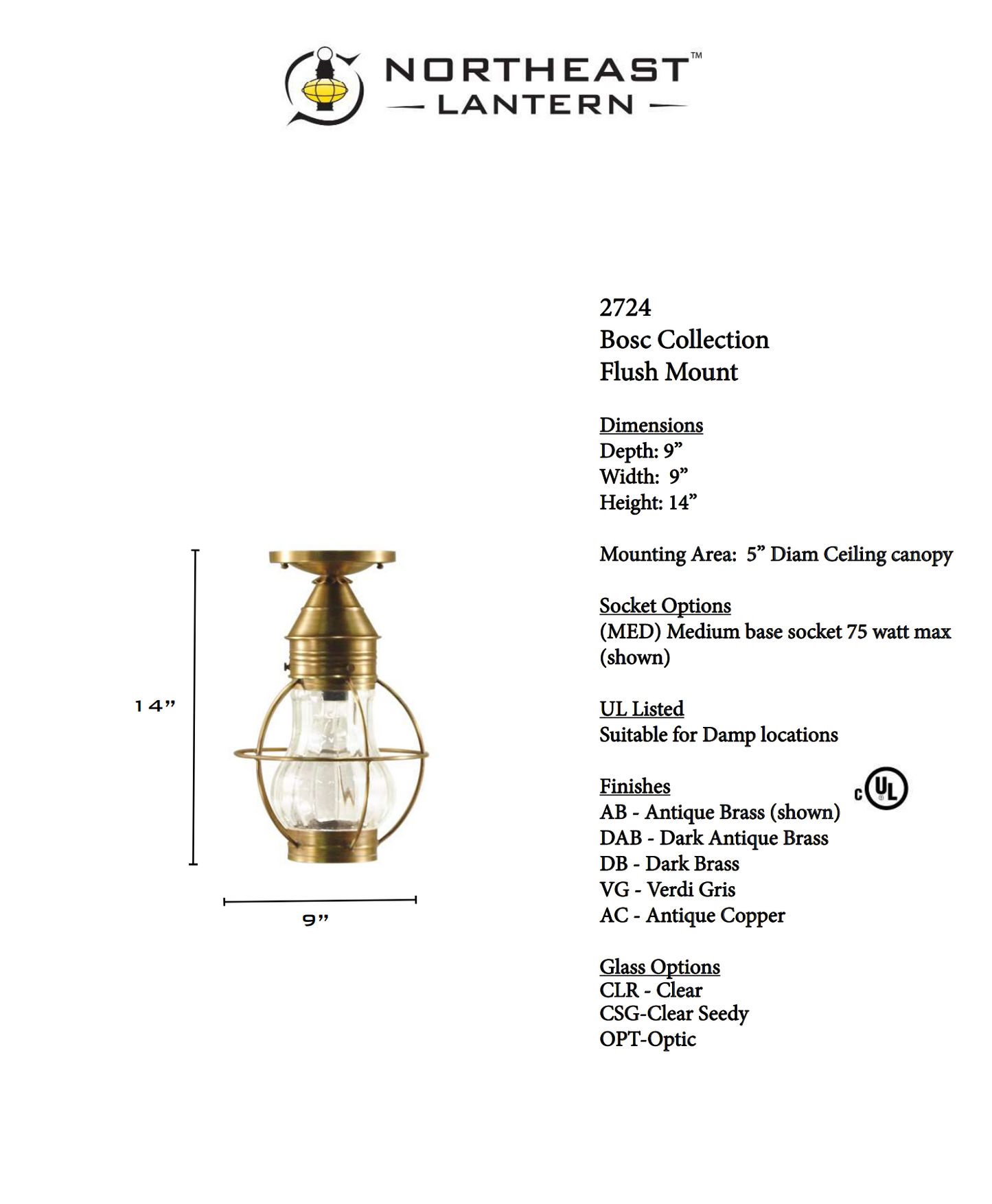 Bosc Outdoor Flush Mount 2724