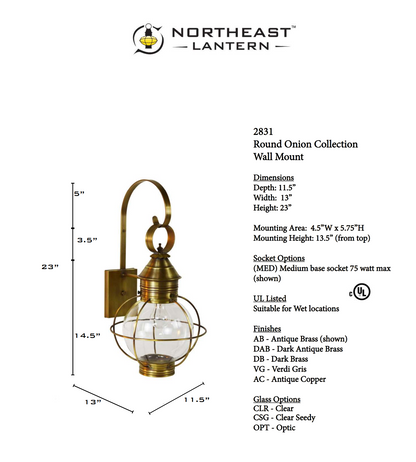 Round Onion Outdoor Wall Lantern 2831