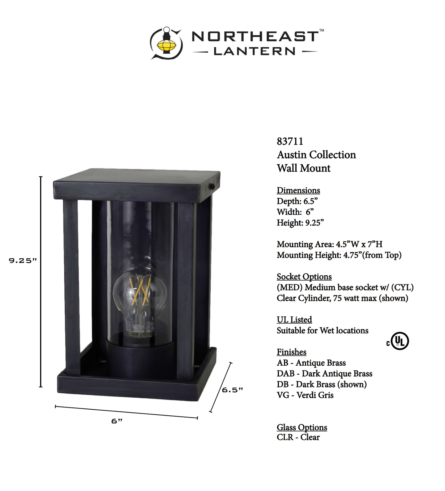 Austin Outdoor Wall Lantern 83711