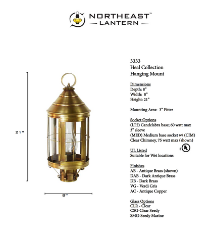 Heal Cone Top Outdoor Post Lantern 3333