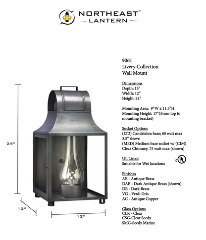 Livery Culvert Top Outdoor Wall Lantern 9061