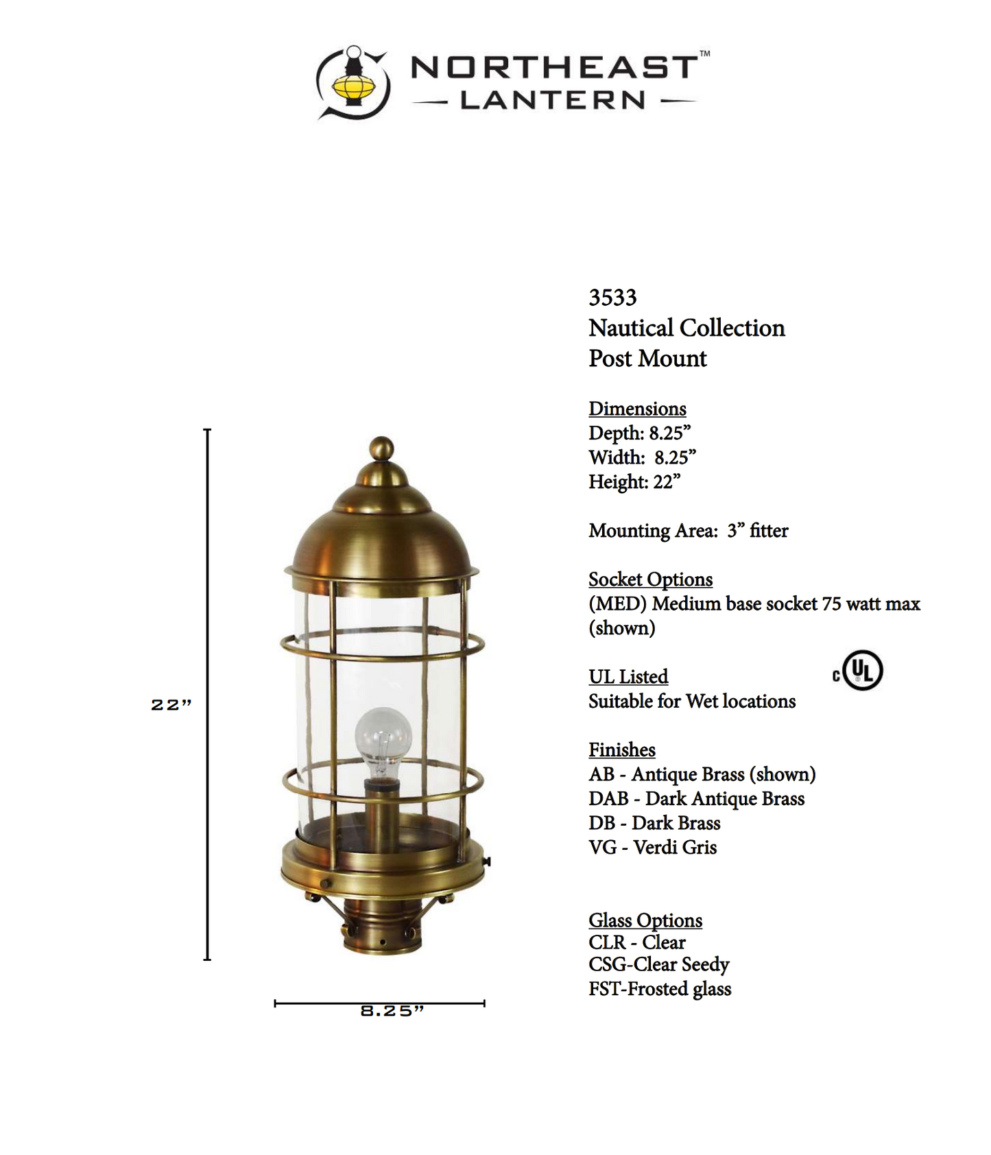 Nautical Outdoor Post Lantern 3533