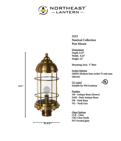 Nautical Outdoor Post Lantern 3533