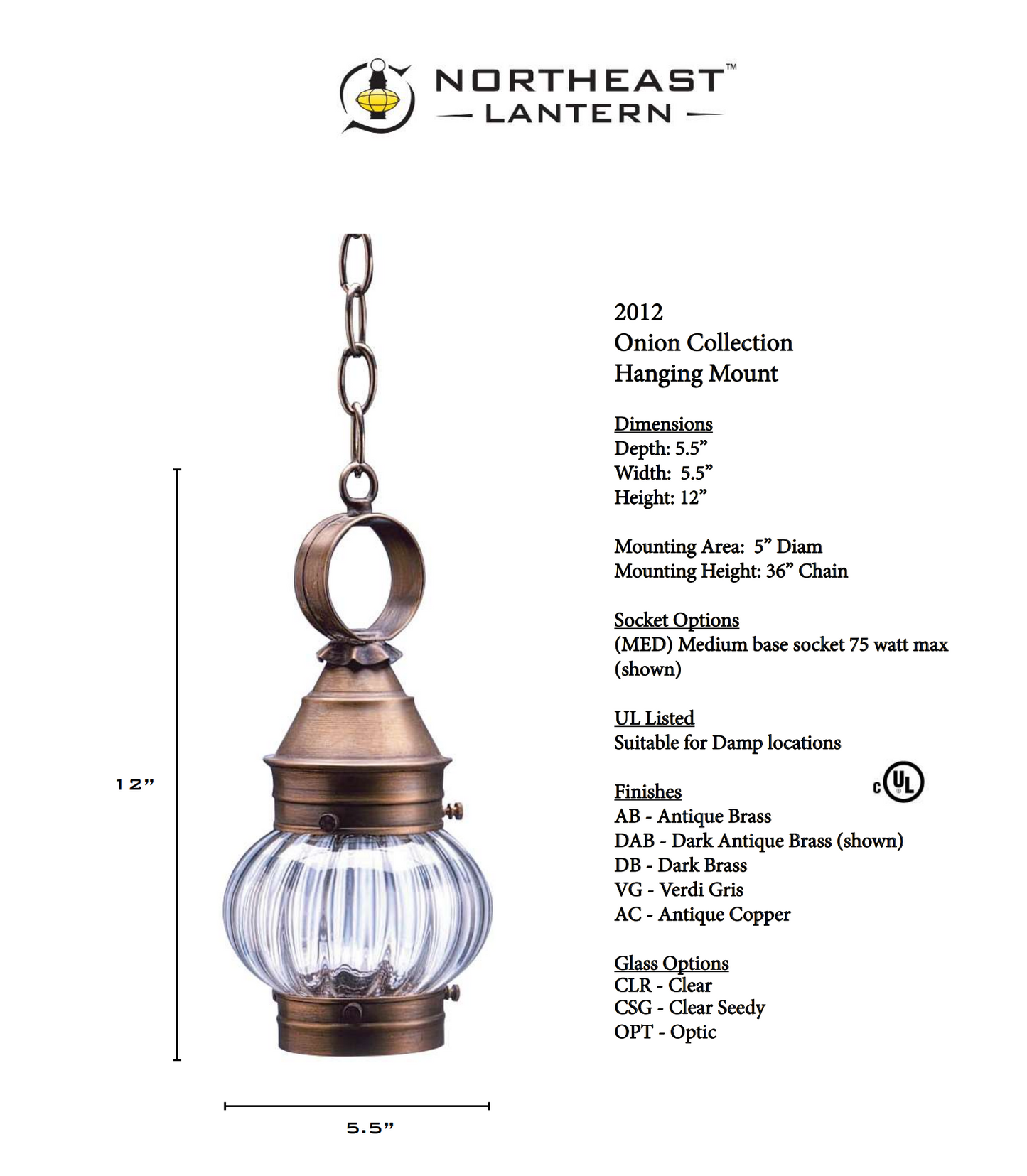 Onion Outdoor Hanging Lantern 2012