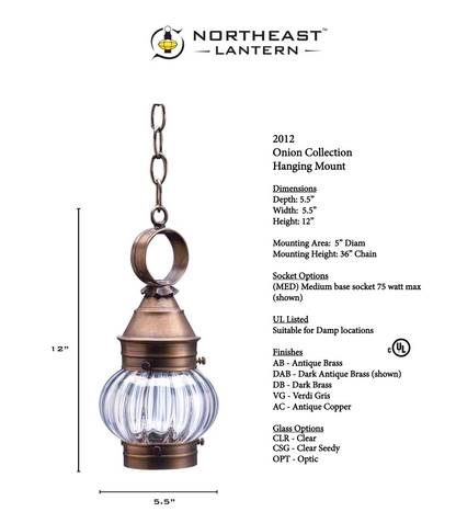 Onion Outdoor Hanging Lantern 2012