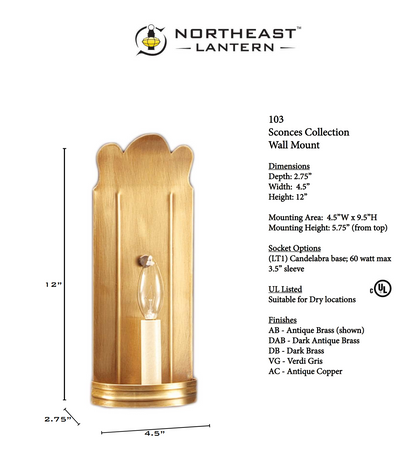 Scallop Top Wall Sconce 103