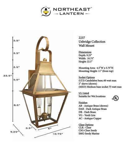 Uxbridge Outdoor Bracket Wall Lantern 2237