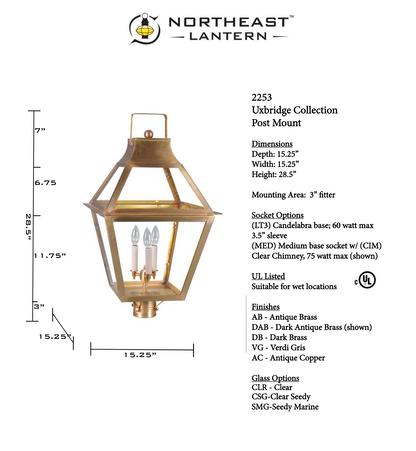 Uxbridge Tapered Outdoor Post Lantern 2253