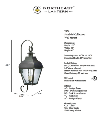 Stanfield Curved Top Outdoor Wall Lantern 7658
