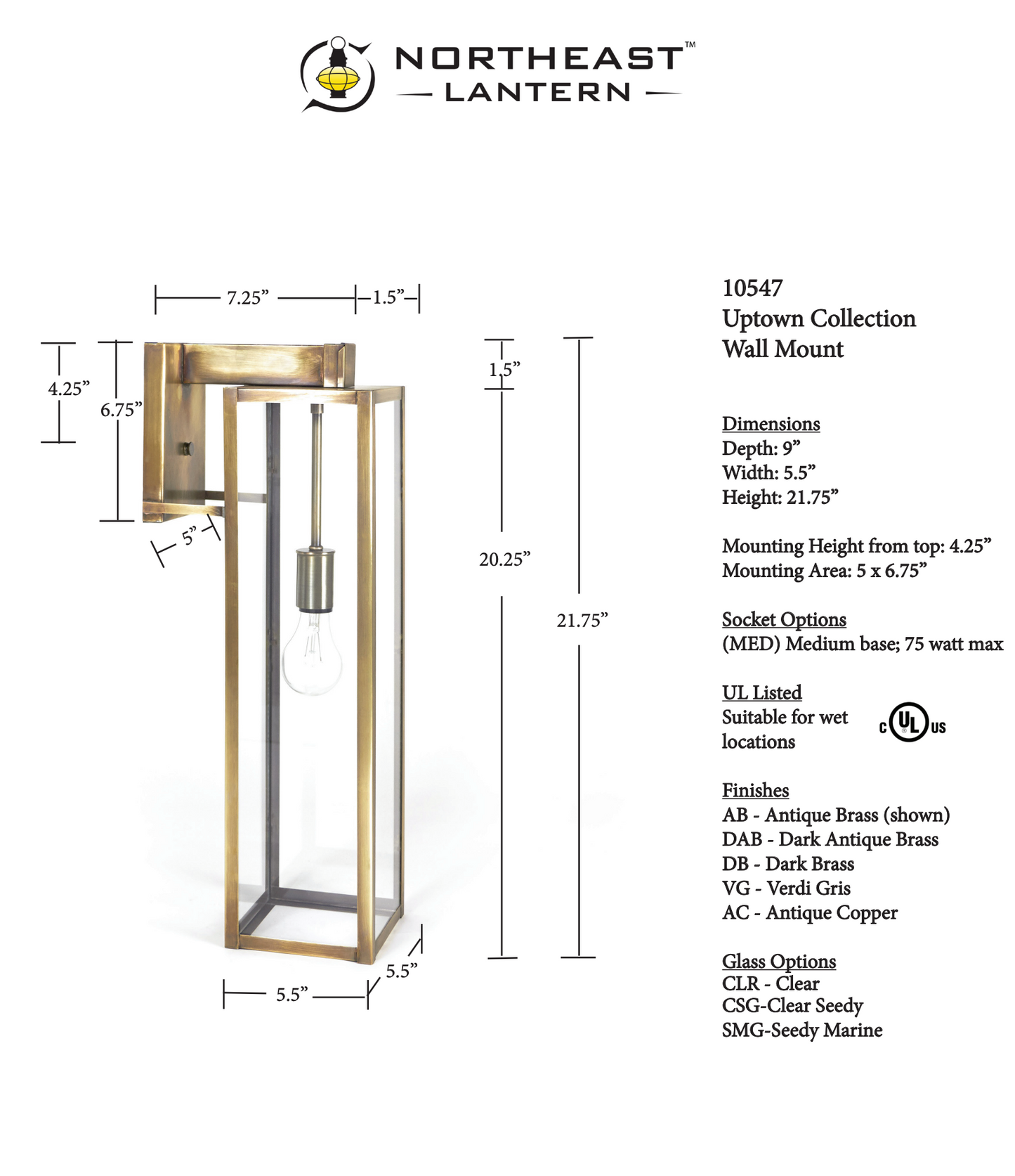 Uptown Large Outdoor Wall Lantern 10547