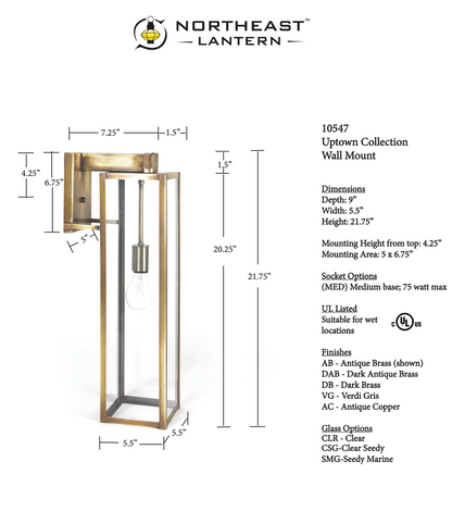 Uptown Large Outdoor Wall Lantern 10547