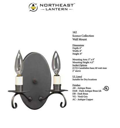 Wall Sconce 2 Down Curved Arms 162