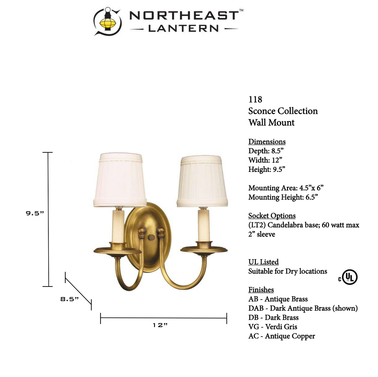 Wall Sconce 2 J-Arms with Eggshell Shade 118