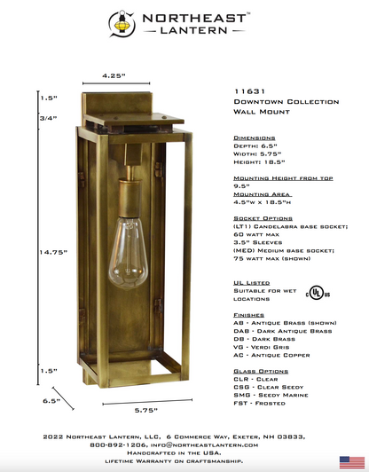 Downtown Small Outdoor Wall Lantern 11631