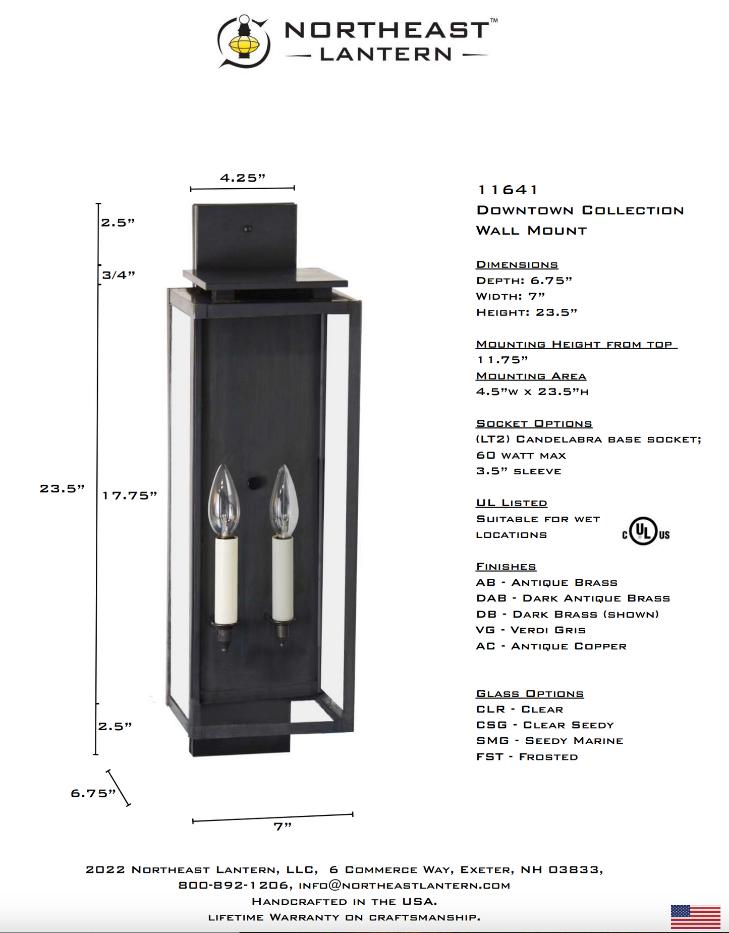 Downtown Medium Outdoor Wall Lantern 11641
